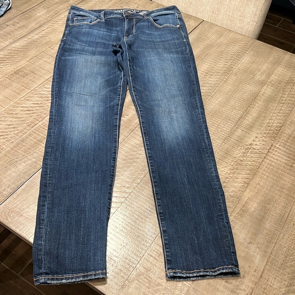 American Eagle Super Stretch Skinny Blue Jeans Size 12 XL Women’s Dark Wash